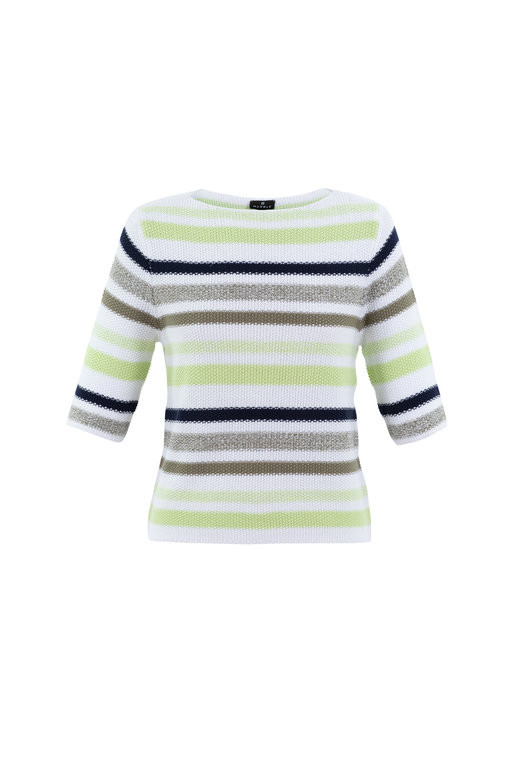 Marble Striped Cotton Crew - Lime