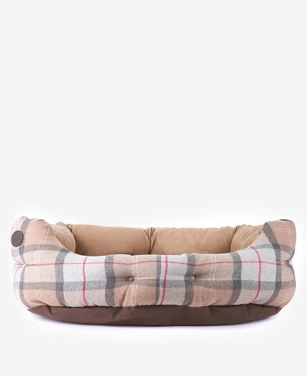 Barbour 35" Luxury Dog Bed - Taupe & Pink