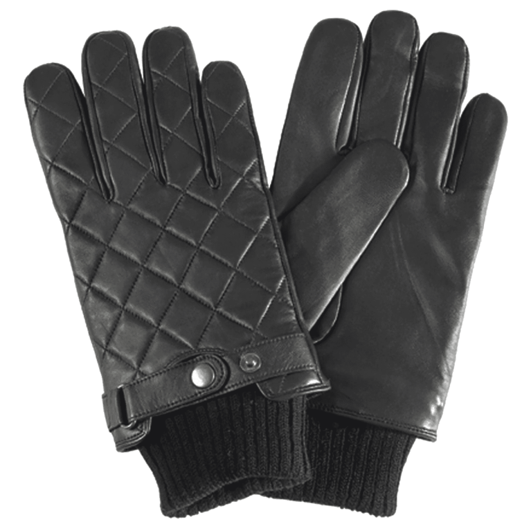 Barbour Quilted Leather Gloves - Black