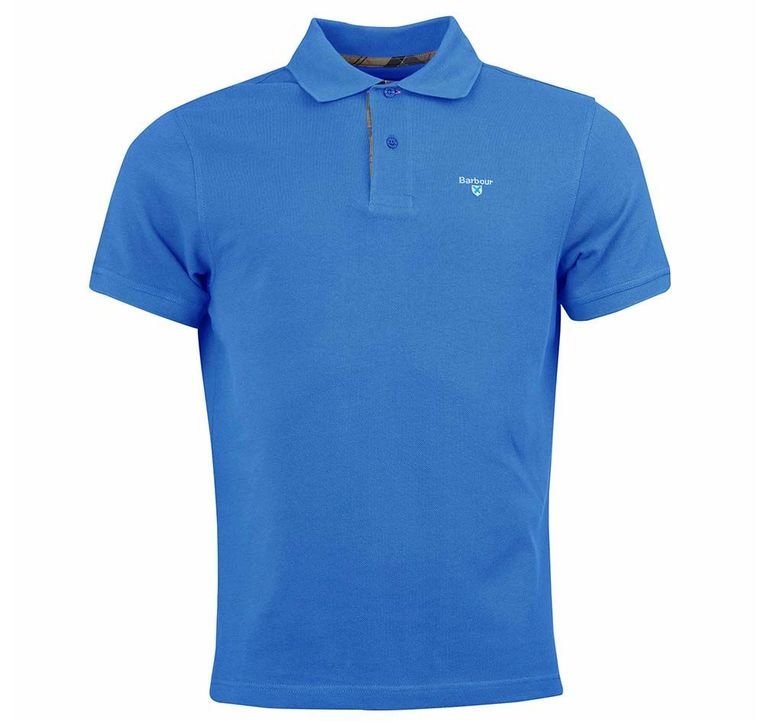 Barbour Tartan Pique Polo Shirt  - Delft Blue