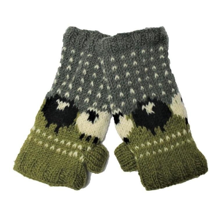 From the Source Sheep Wrist Warmers - Green