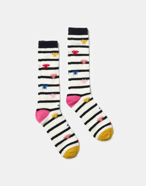 Joules Fluffy Socks - Cream Bee