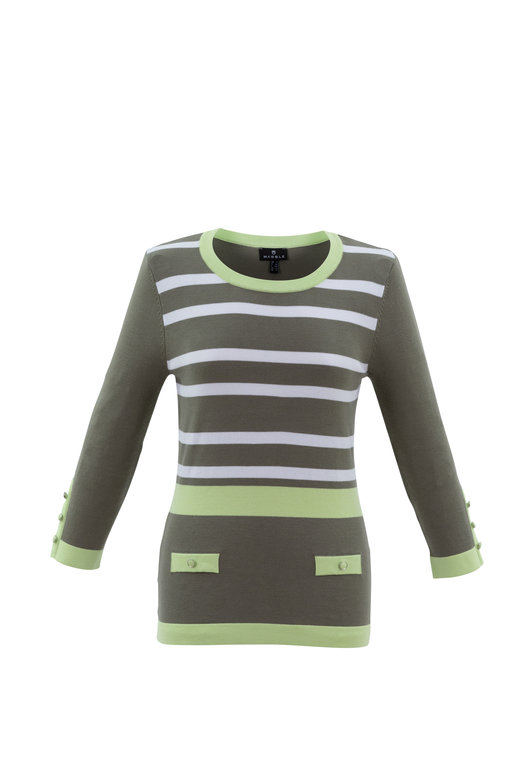 Marble Classic Stripe Knit Crew - Olive